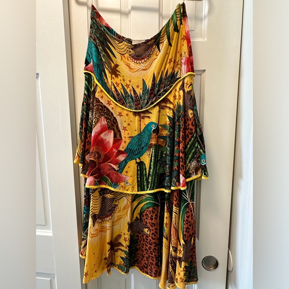 Farm Rio Tropical Dreams Tiered Midi Skirt